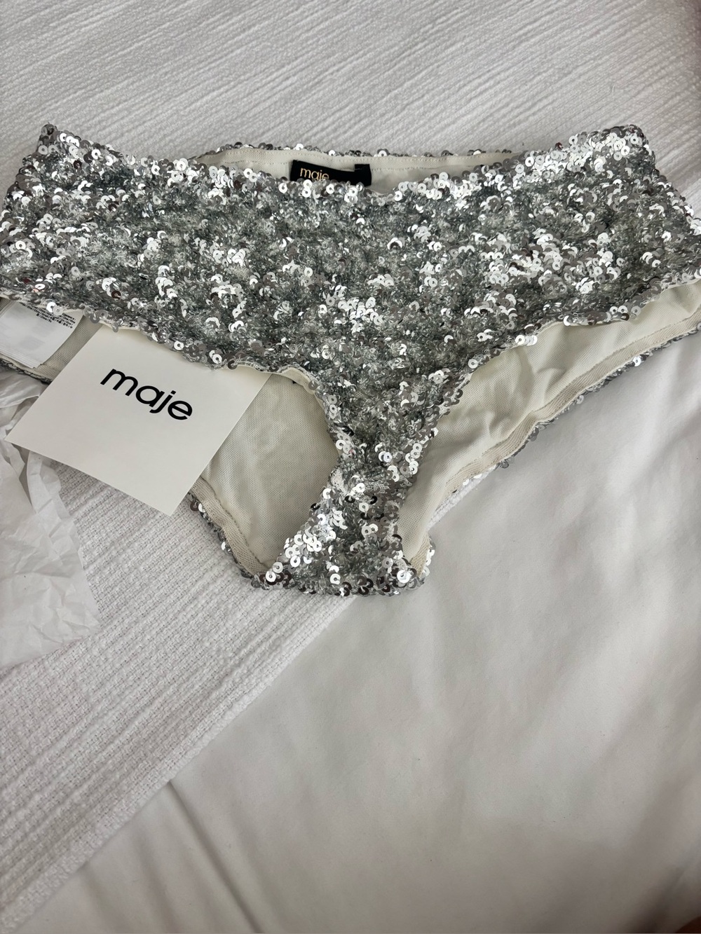 Maje Silver Sequin Hipster Panty